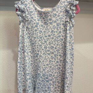 Beaufort & Bonnet Ruehling Ruffle Dress White Blue Floral Size 3T | EUC